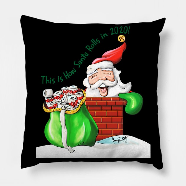 Santa Claus with Essential Toilet Paper Gift V1 Pillow by SidneyTees