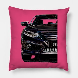 NEON Blaze: Honda Civic Black Front Half Body Design for Teen Car Fans Pillow