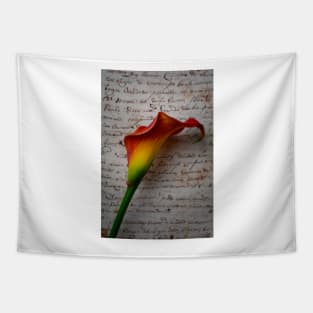 Old Letters And Calla Lilies Tapestry