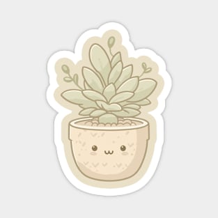 Cute Succulent Plant in Kawaii Style | Kawaii House Plant Illustration | Cute Kawaii Potted Plant Magnet