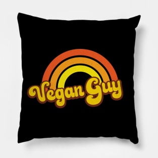 Vegan Guy Retro Rainbow Orange Pillow