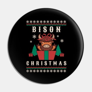 Santa Bison Animal Xmas Lighting Ugly Bison Christmas Pin