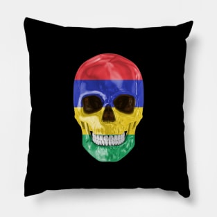 Mauritius Flag Skull - Gift for Mauritian With Roots From Mauritius Pillow