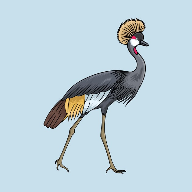 Grey crowned crane cartoon illustration by Cartoons of fun