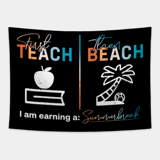 Funny I Am Earning A Summer Break End Of School Year Retro Vintage Tapestry