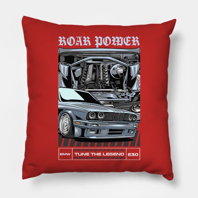 BMW E30 Roar Power Pillow by Harrisaputra