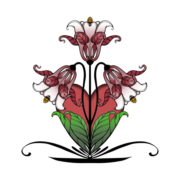 Art Nouveau Love Heart Iris by stickypixie