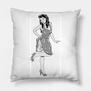 Pin up Girl in black and white Pillow