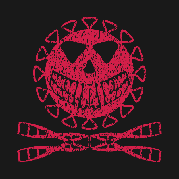 Directed Evolution Virus Skull with DNA MRNA Strands - Bold Modern Jolly Roger Design by pelagio