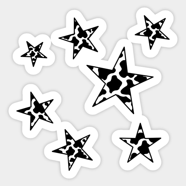 Black Cow Print Stars - Cow Print - Sticker