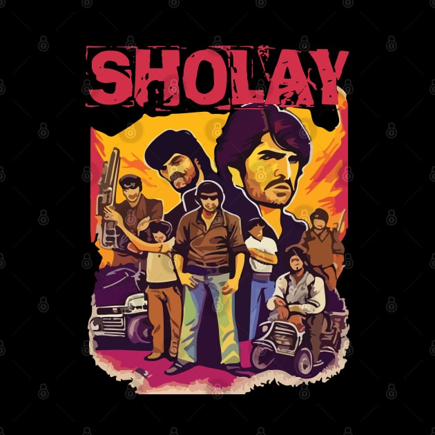 Sholay Iconic Bollywood Movie Poster by JammyPants