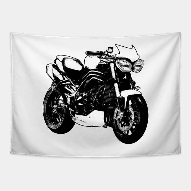 Triumph Street Triple Sketch Art Tapestry by KAM Std