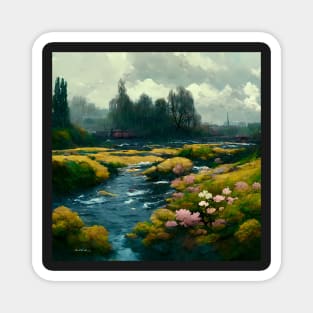 River flowing through nature Magnet