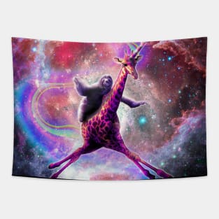 Space Sloth Riding Giraffe Unicorn Tapestry