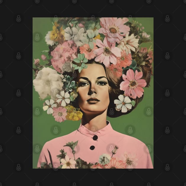 Woman Flower Head Vintage Collage by Trippycollage