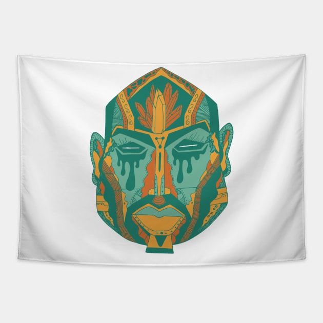 Mountain Green African Mask No 9 Tapestry by kenallouis