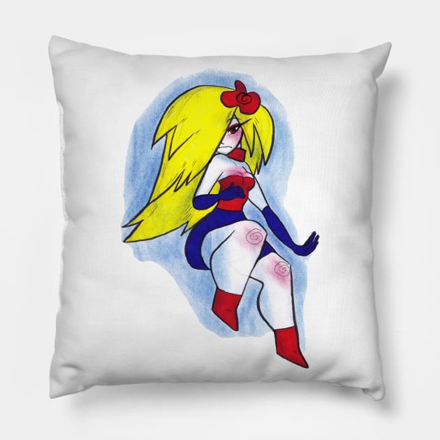 Watercolor Superhero Girl Pillow by saradaboru