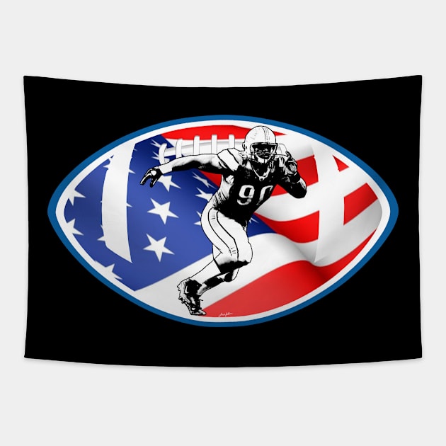 offense FootBall Play USA Flag Tapestry by Ratherkool