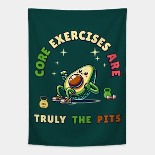 A fit avocado admits "Core Exercises are Truly the Pits" Tapestry