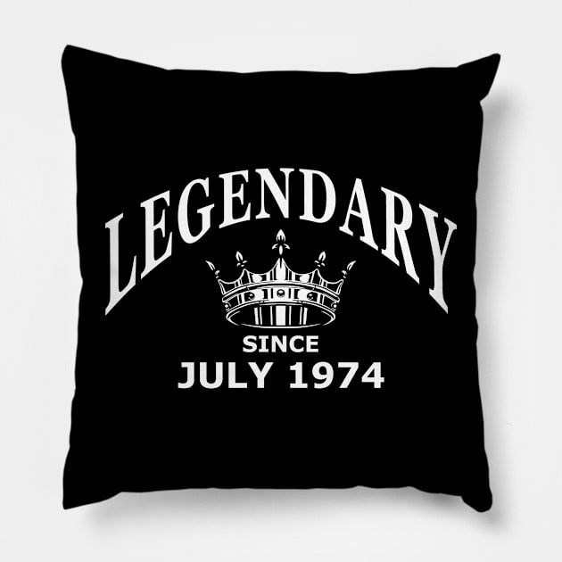 Legendary since July 1974 birthday gift idea Pillow by aditchucky
