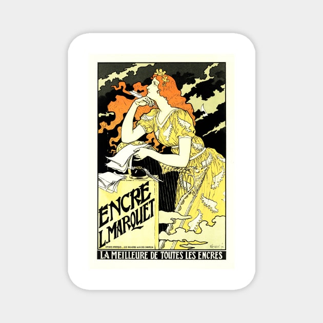 ENCRE L MARQUET Ink Marker French Ad by Eugene Grasset Art Nouveau Vintage Magnet by vintageposters