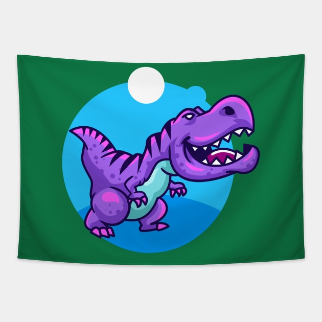 Cute Purple T-Rex Tapestry by Harrisaputra