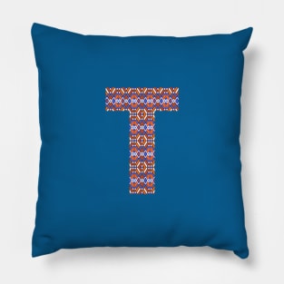 Monogram Letter T- geometric pattern Pillow