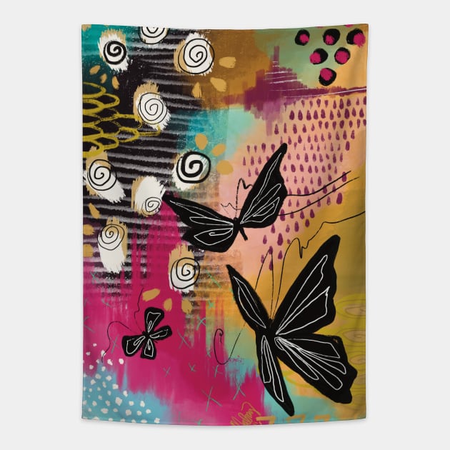 Painted Butterflies Tapestry by Works of Autumn