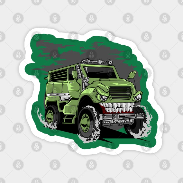 MILITARY MONSTER CAR Magnet by beanbeardy