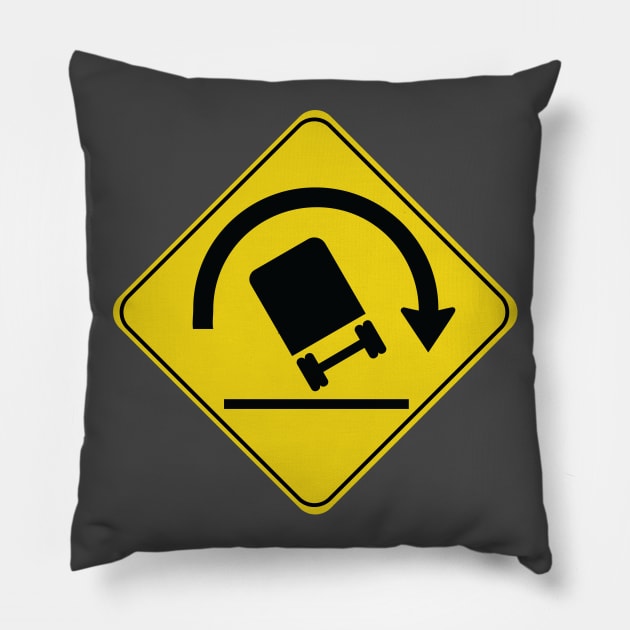 Caution Road Sign Tipping Truck Pillow by shanestillz