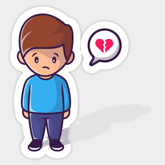 Lonely And Broken Heart Boy - Heartbreak - Sticker | TeePublic Lonely And Broken Heart Boy - Heartbreak - Sticker | TeePublic