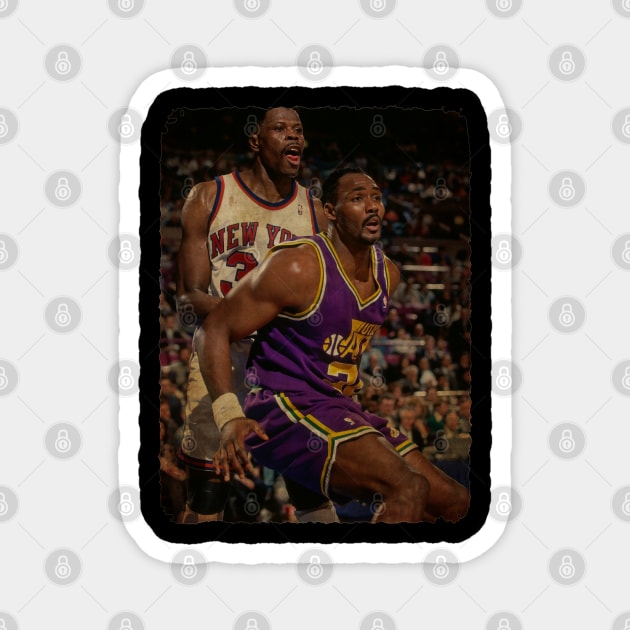 Patrick Ewing vs Karl Malone Vintage Magnet by Milu Milu