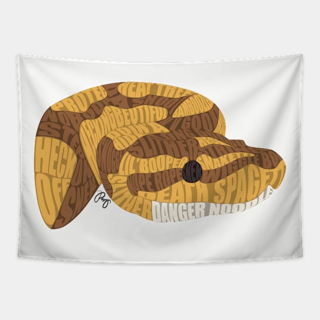 Ball Python Word Art Tapestry by KavenSpejiin