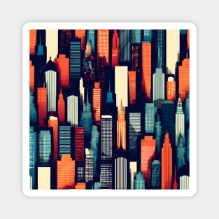 Urban Horizon 2: Stylistic Vector City Skyline Fabric Print Magnet