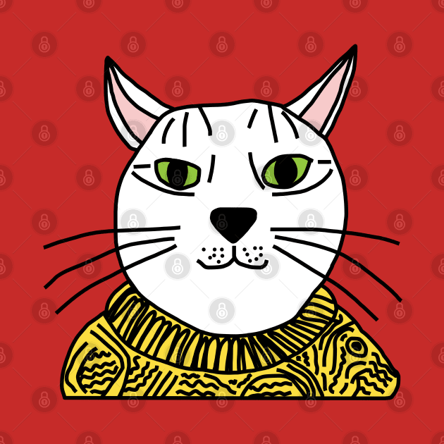 Portrait of Yellow Sweater Cat by ellenhenryart