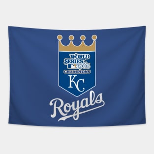 Kansas City Royals 1985 World Series Champs - White Font Tapestry