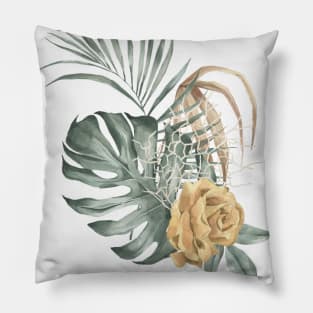 Watercolor Flowery Illustration Composition Pillow