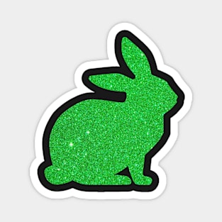 Bright Green Faux Glitter Easter Bunny Magnet