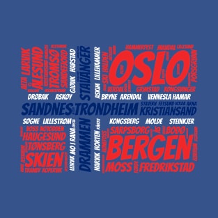 Norway Flag with City Names Word Art T-Shirt