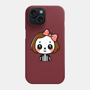 Halloween Cute Skeleton Girl with a Bow | Kawaii Chibi Girl in a Skeleton Costume Phone Case