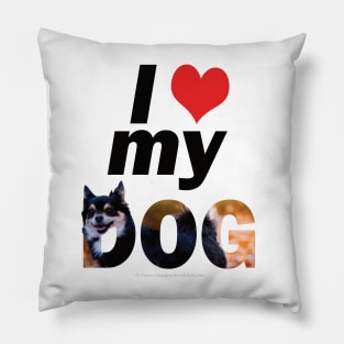 I love (heart) my dog - Chihuahua oil painting word art Pillow