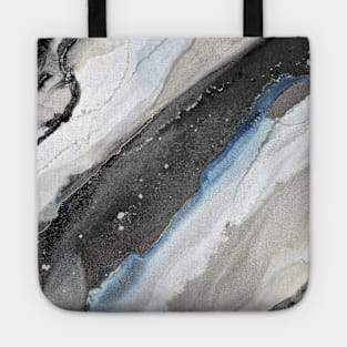 Black Gold Blue and White Abstract Art Tote