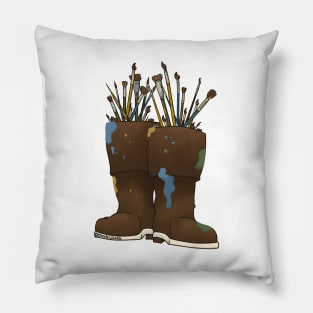 Paint Brush Rain Boots Pillow