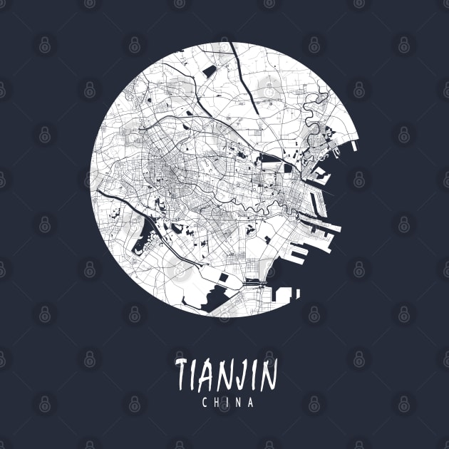 Tianjin, China City Map - Full Moon by deMAP Studio