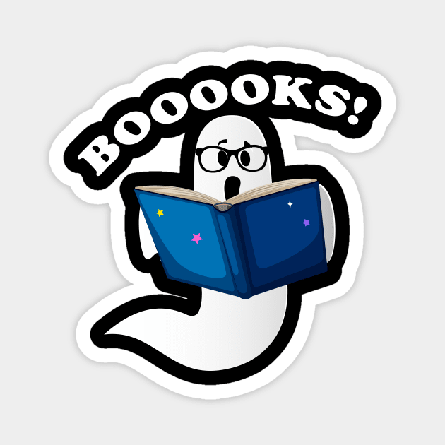 Ghost Reading Books Halloween - Booooks! Magnet by foxmqpo