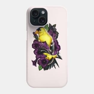 American Goldfinch Purple Orchids Phone Case