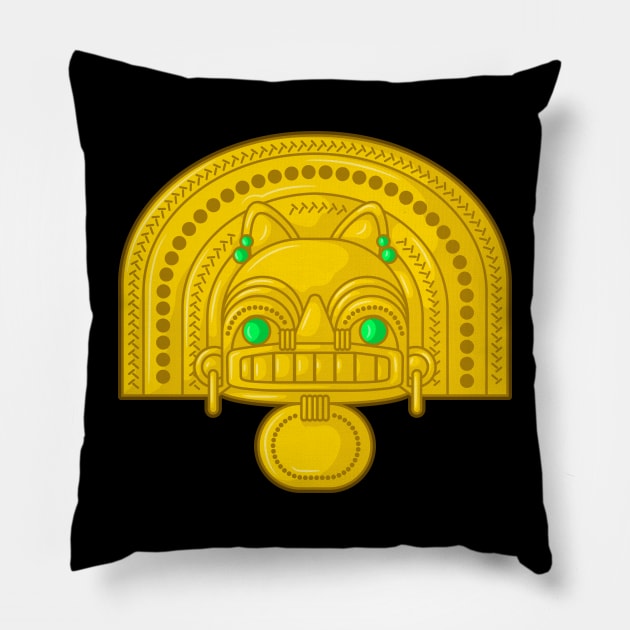 Colombian indigenous ancient feline representation Pillow by Drumsartco