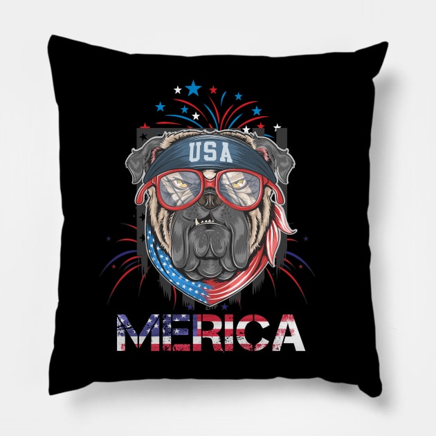 Cute Dog Merica Memorial Day Patriot Pillow by CoolFuture