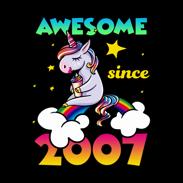 Cute Awesome Unicorn Since 2007 Rainbow Gift by saugiohoc994