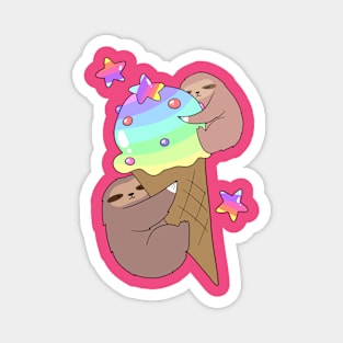 Rainbow Icecream Sloths Magnet